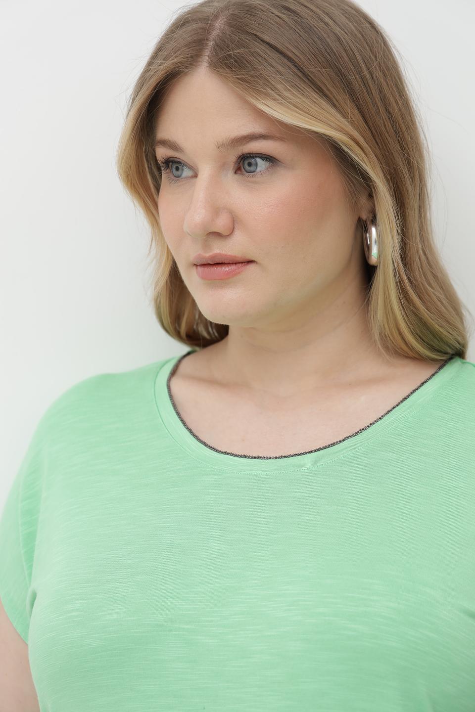 Футболка Lebek с V-образным вырезом мятная