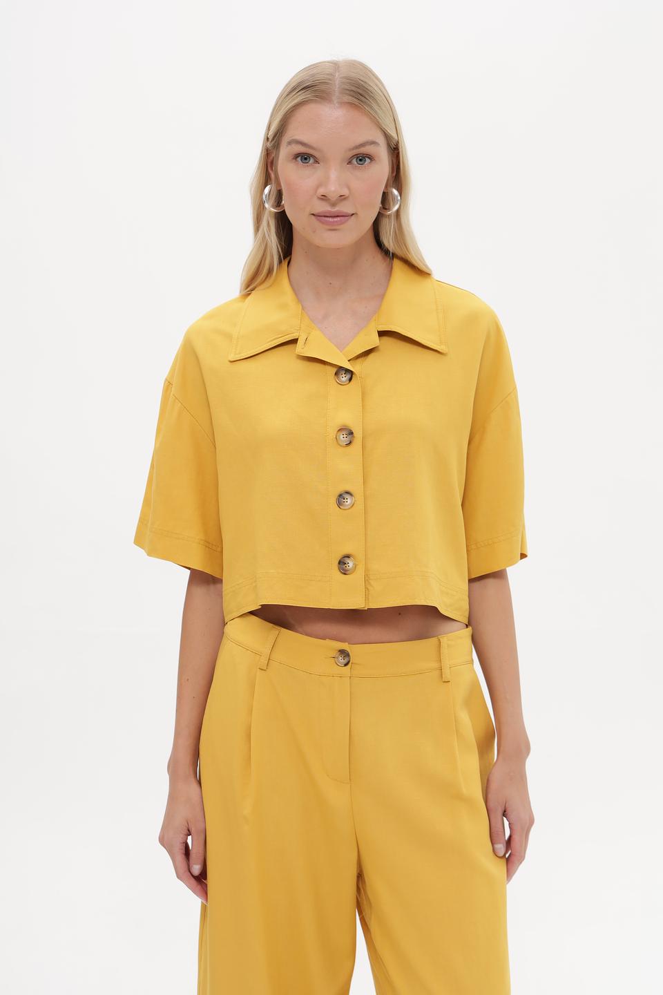 Жакет Croche укороченный горчичный