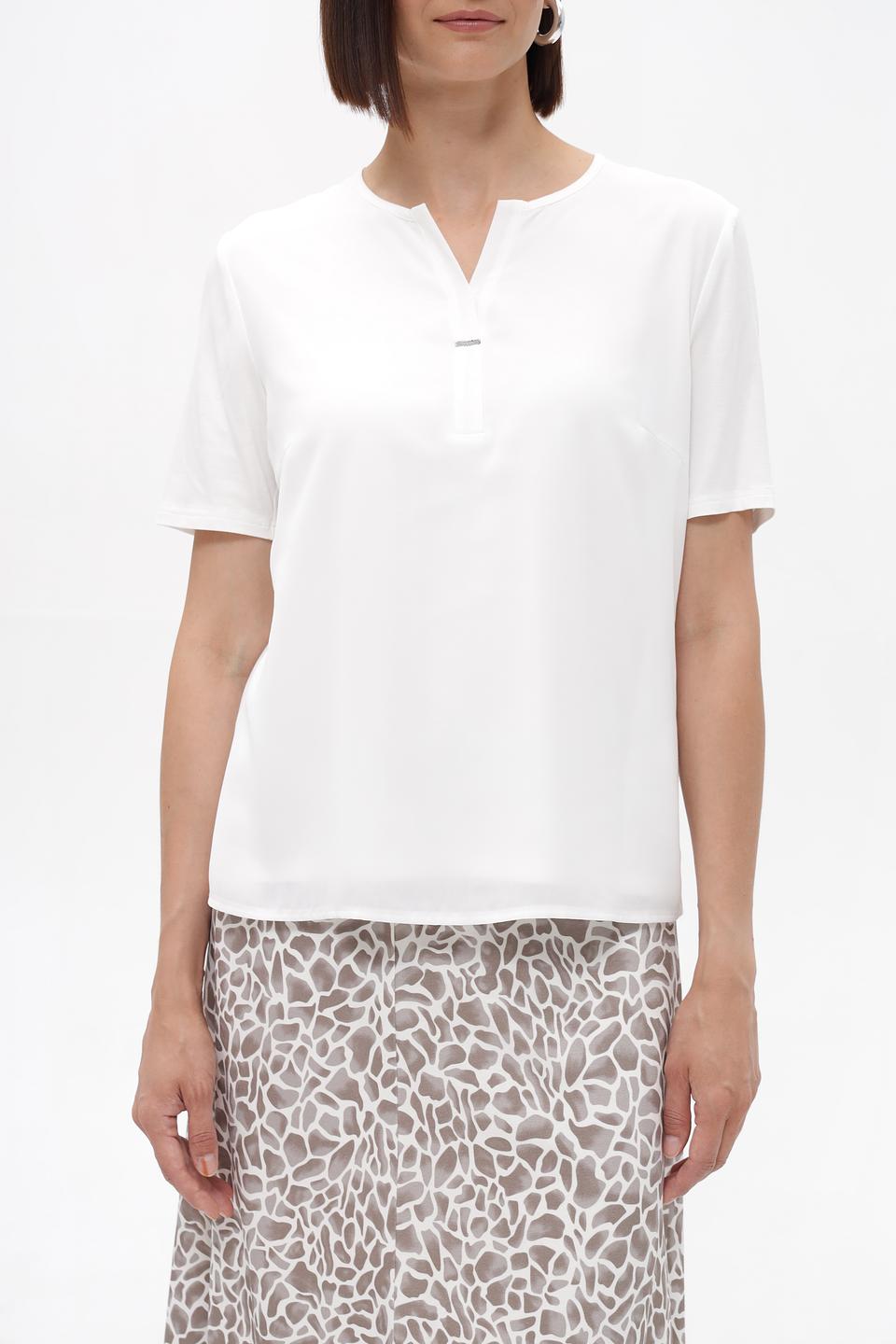 Блузка Frank Walder белая с V-образным вырезом