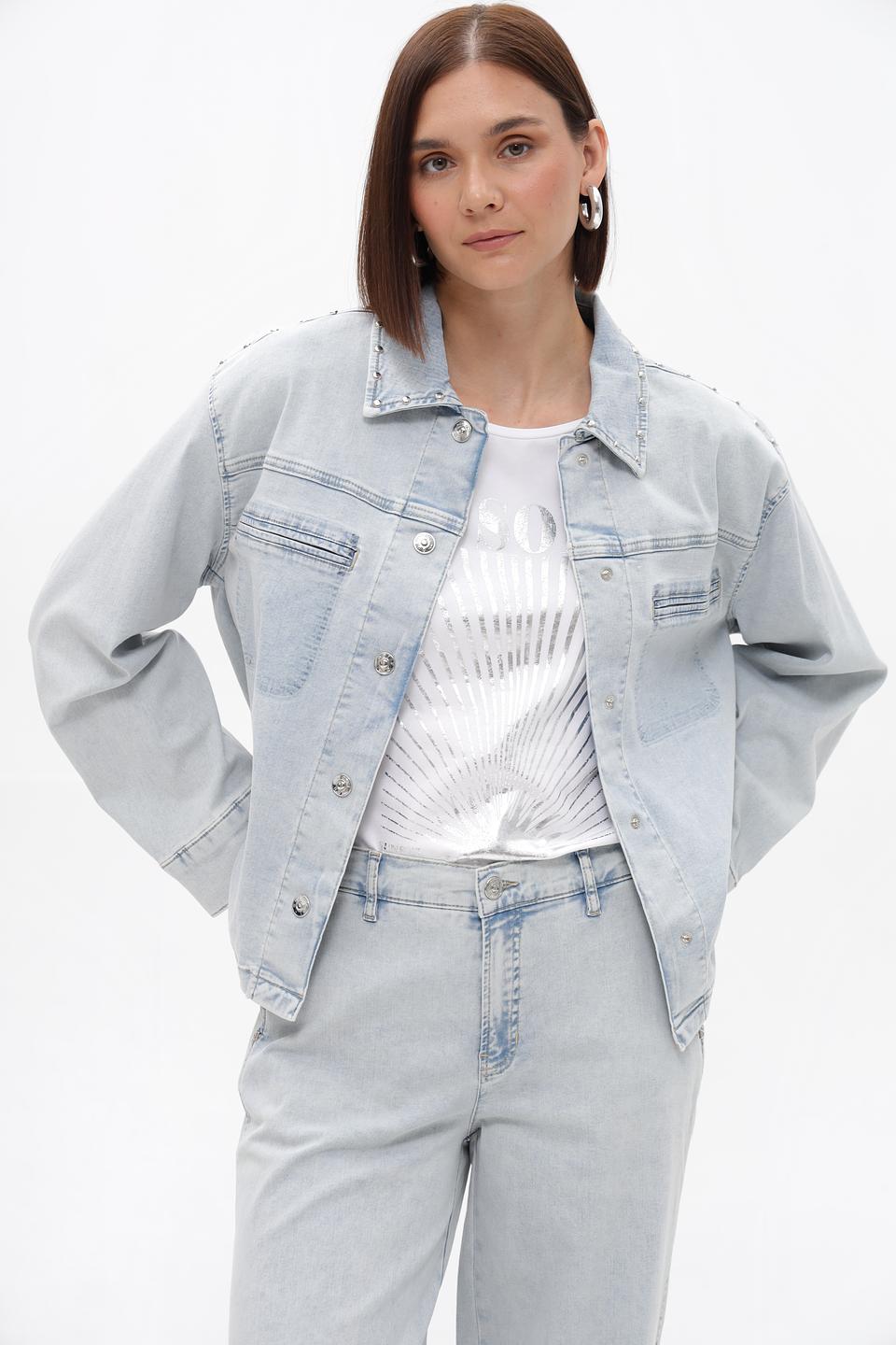 Джинсовый жакет Oui светло-голубой