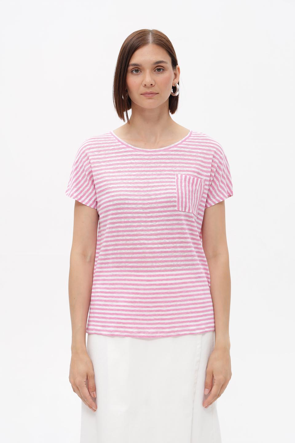 Футболка Oui в полоску розовая