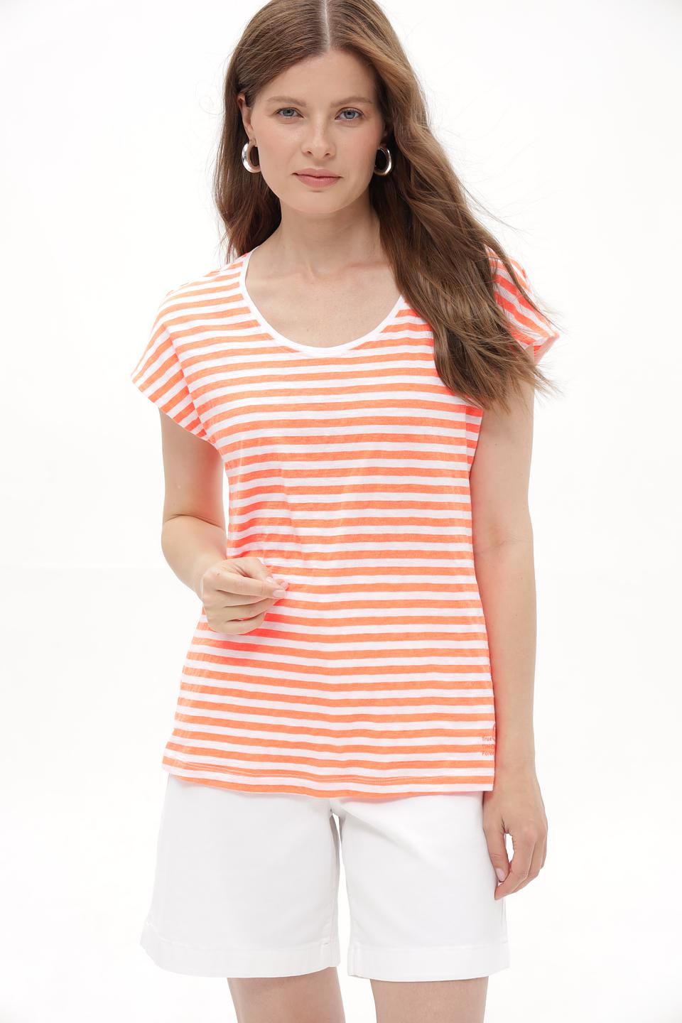 Футболка Time Zone в полоску персиковую