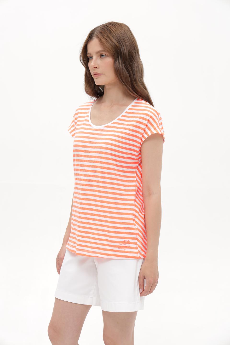 Футболка Time Zone в полоску персиковую