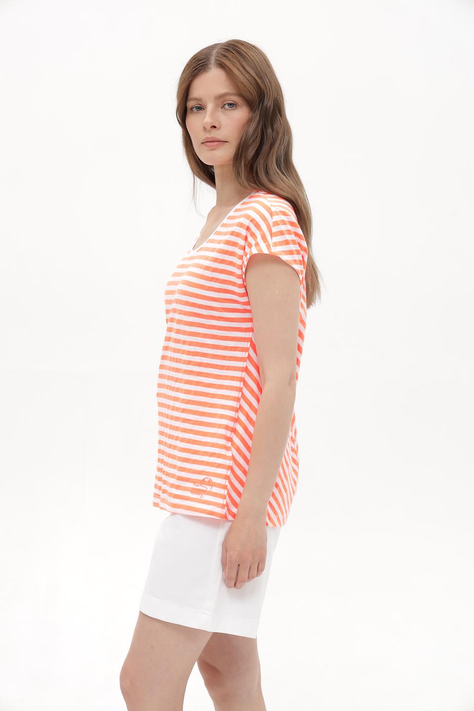 Футболка Time Zone в полоску персиковую