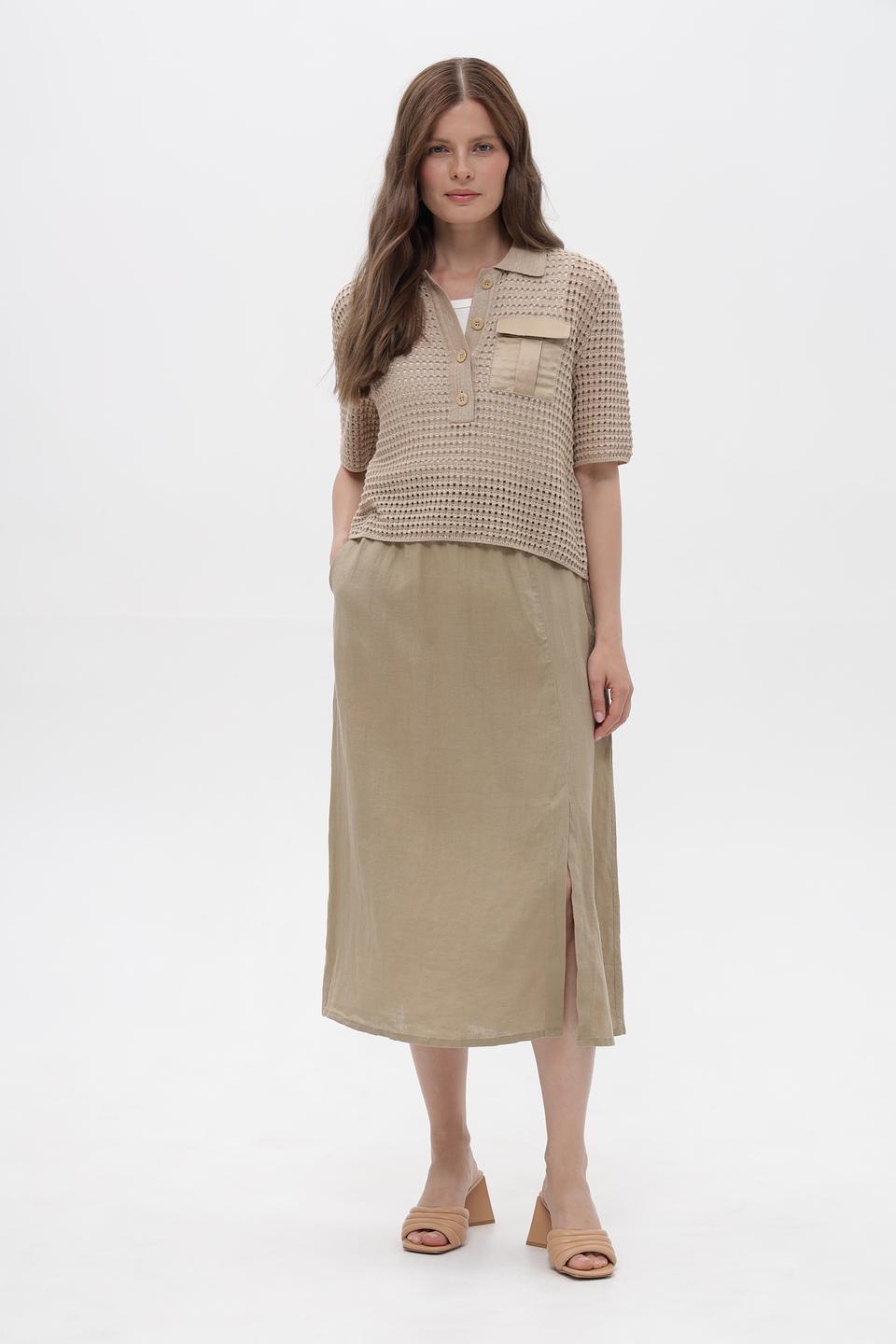 Юбка льняная Lebek бежевая