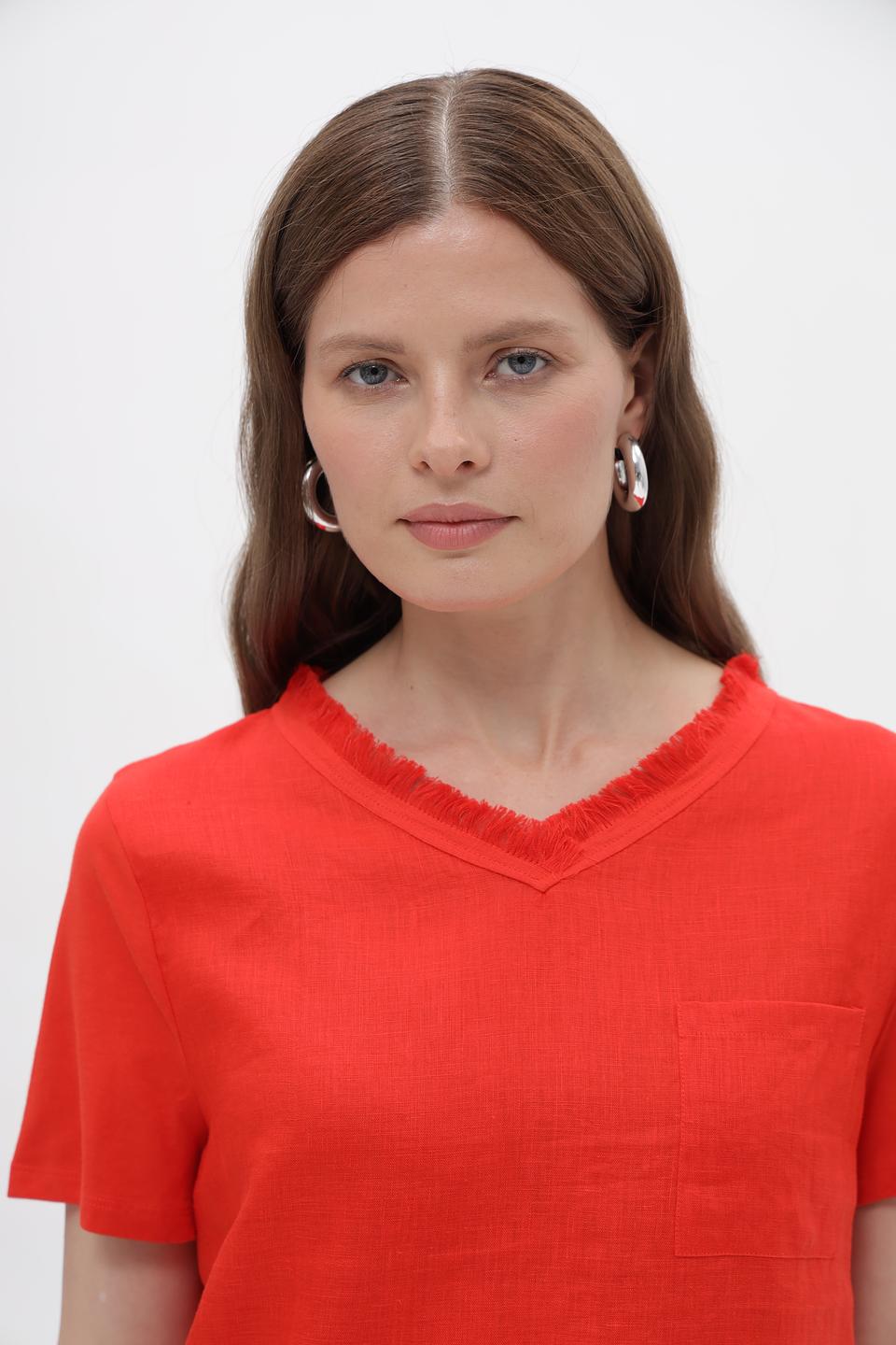 Блузка Marc Cain Collections оранжевая с бахромой