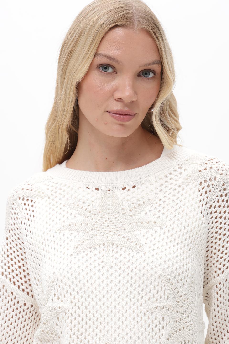 Пуловер Oui ажурный белый