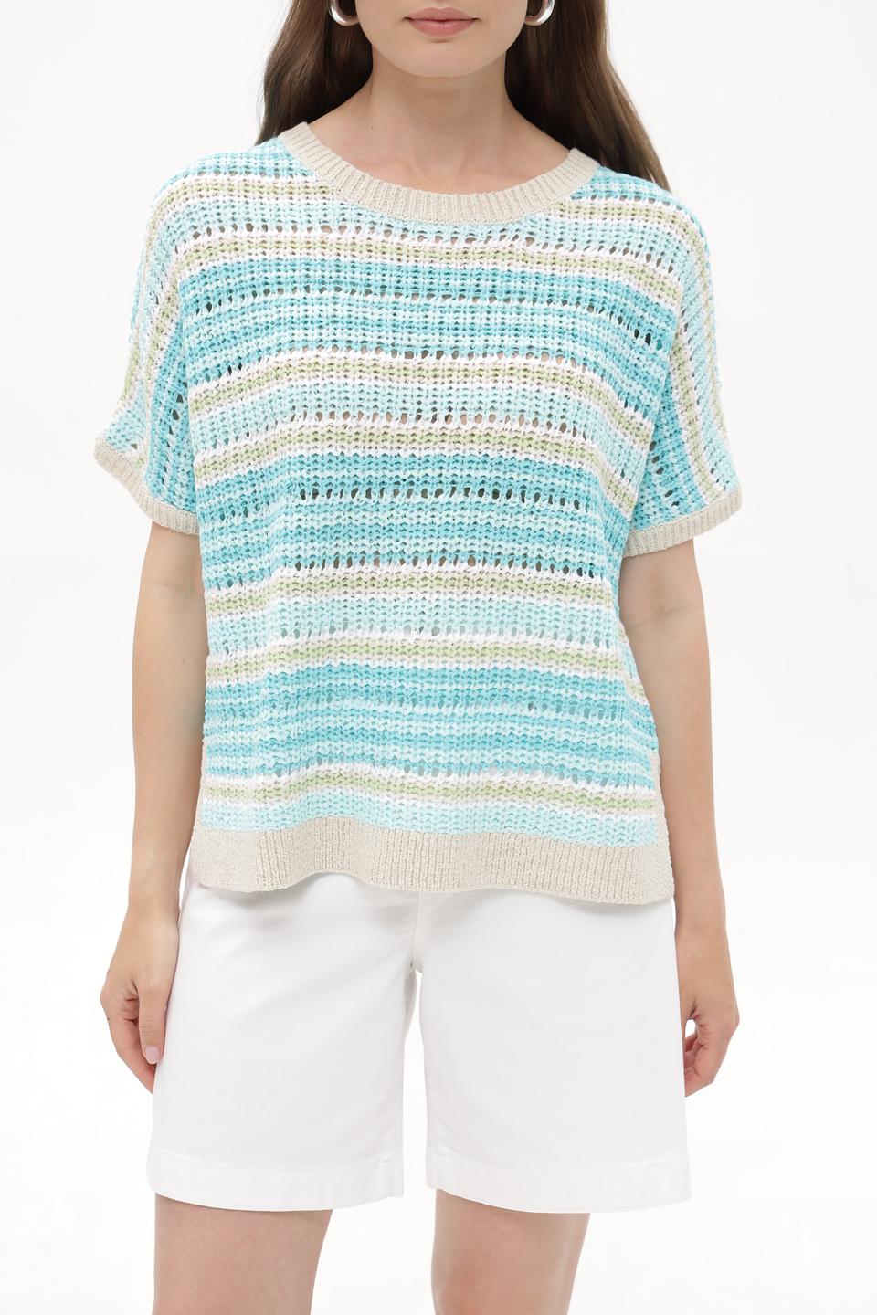 Пуловер Olsen в полоску бирюзовый