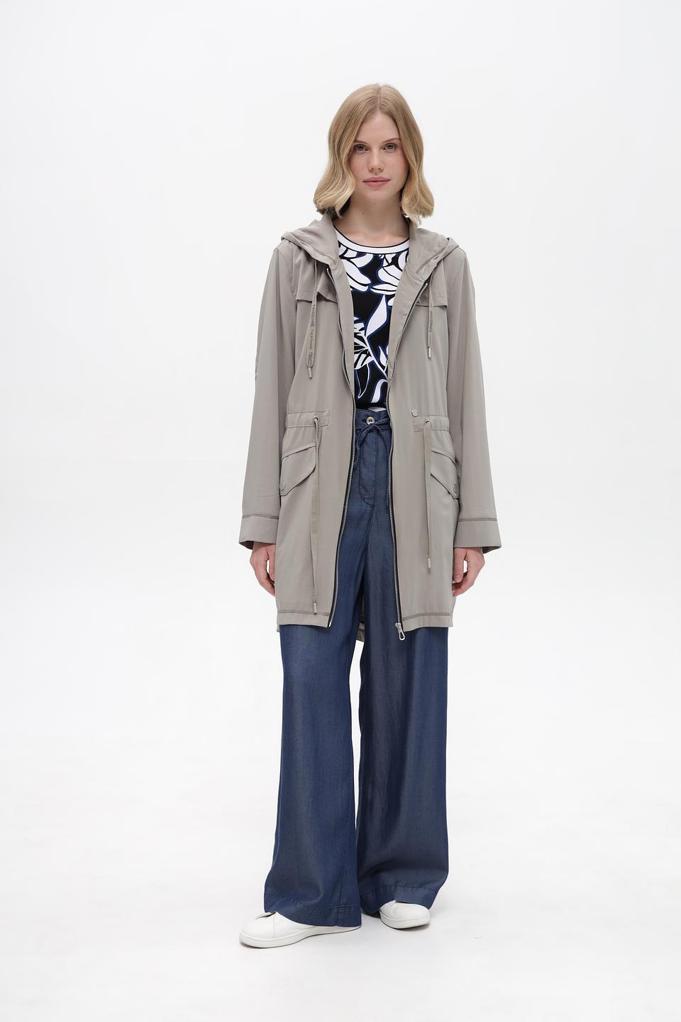 Плащ Time Zone с капюшоном, серо-бежевый