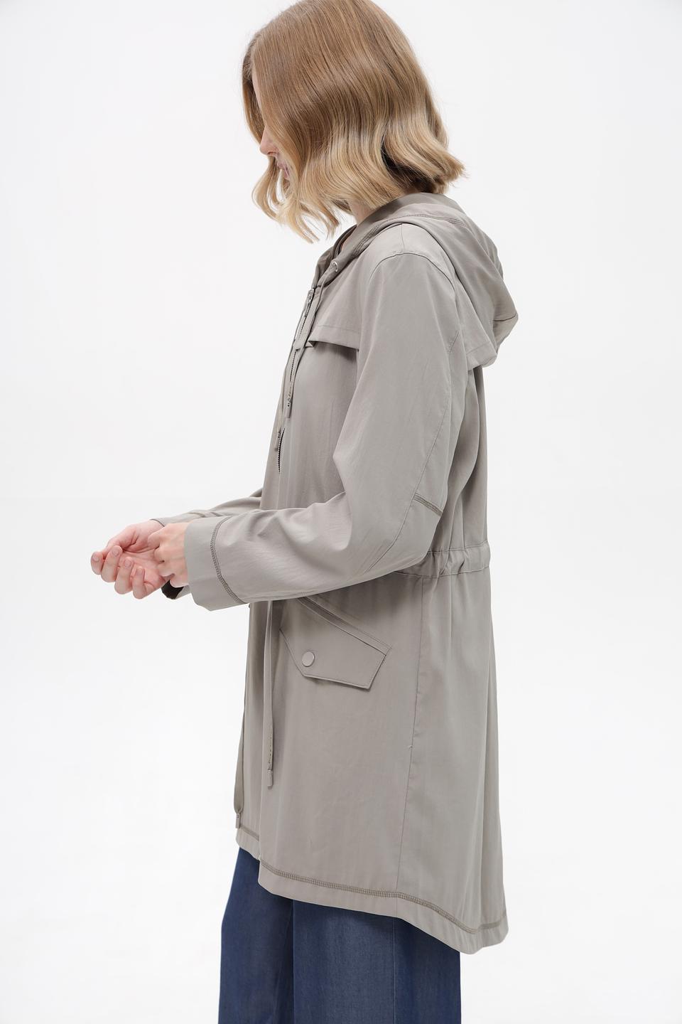 Плащ Time Zone с капюшоном, серо-бежевый