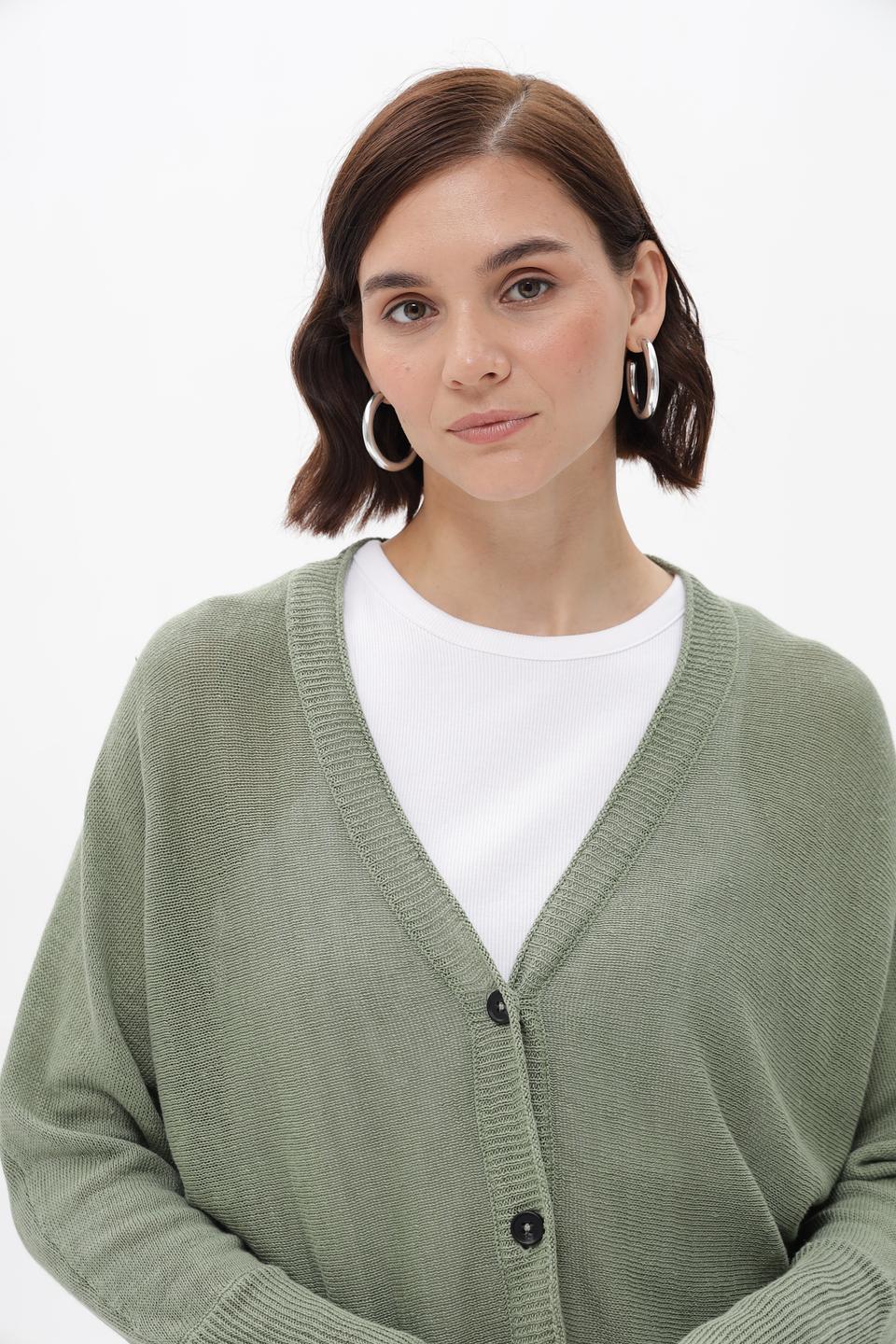 Кардиган Oui льняной хаки