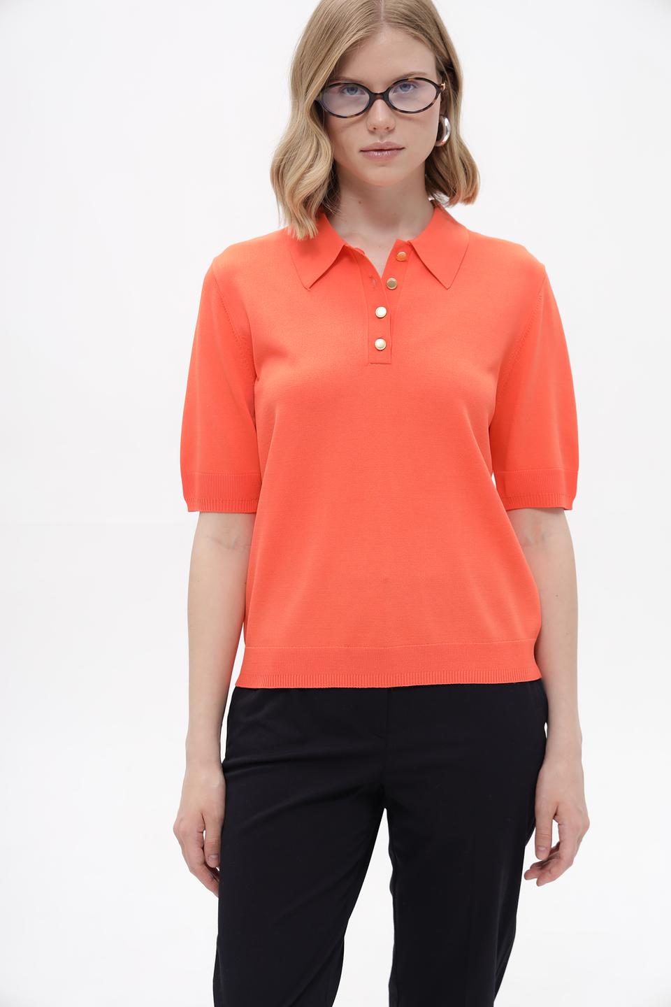 Пуловер Gerry Weber с воротником-поло коралловый