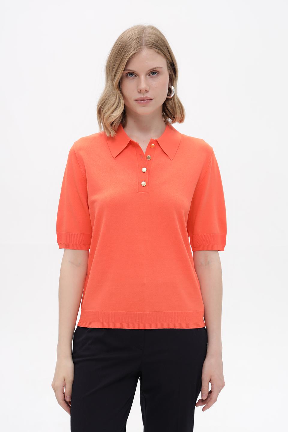 Пуловер Gerry Weber с воротником-поло коралловый