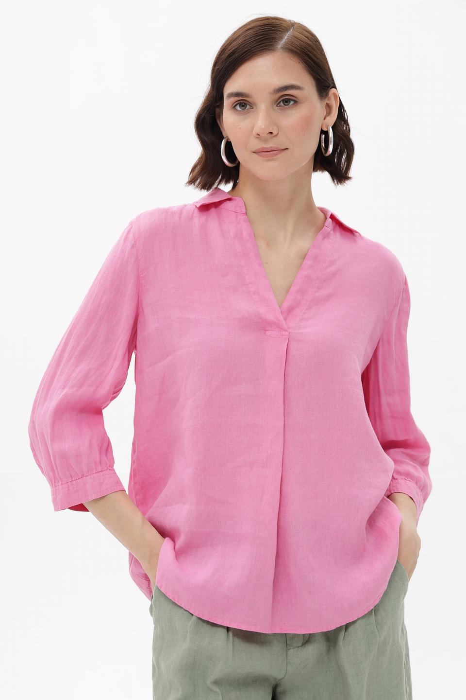 Блузка Oui женская розовая льняная