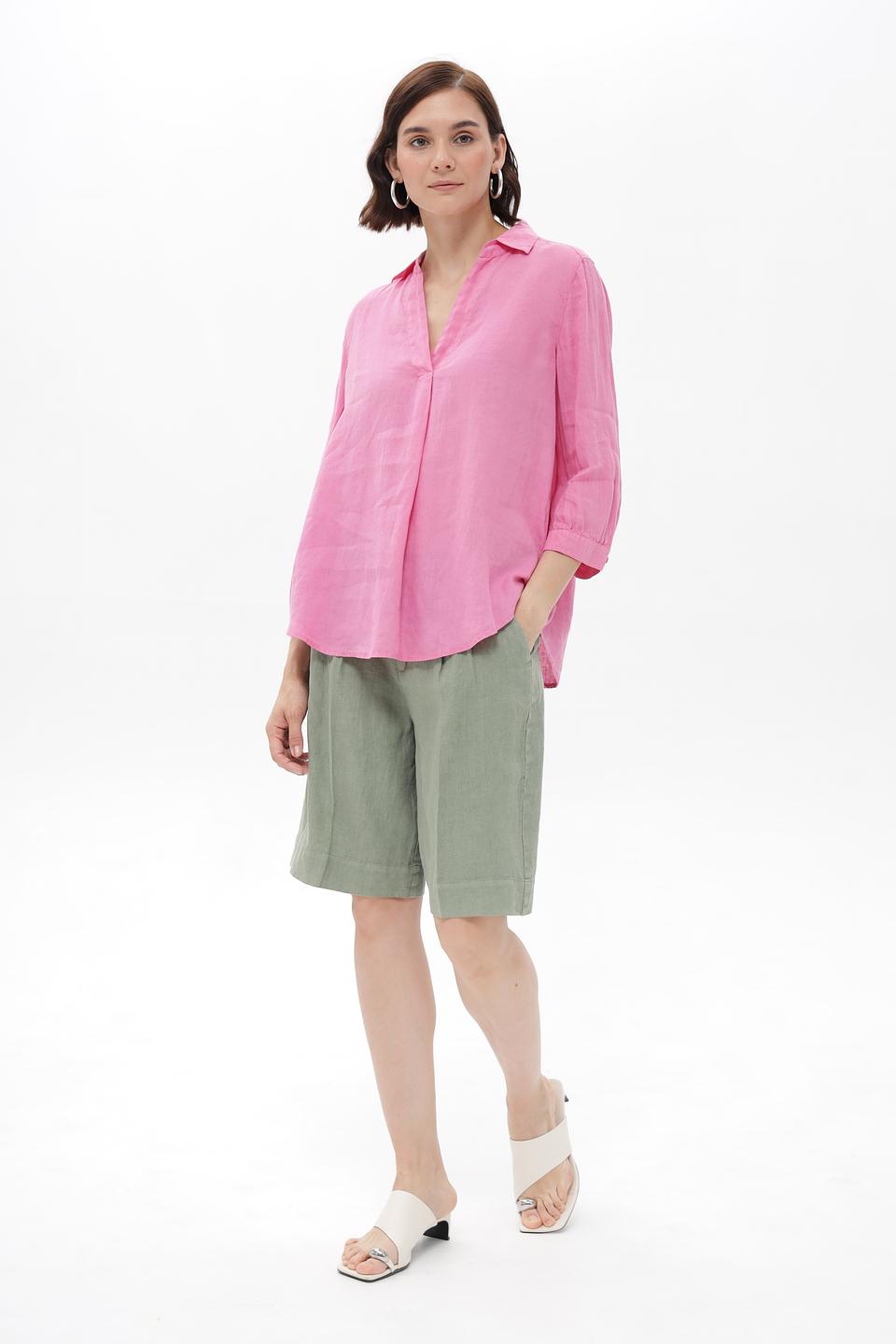 Блузка Oui женская розовая льняная