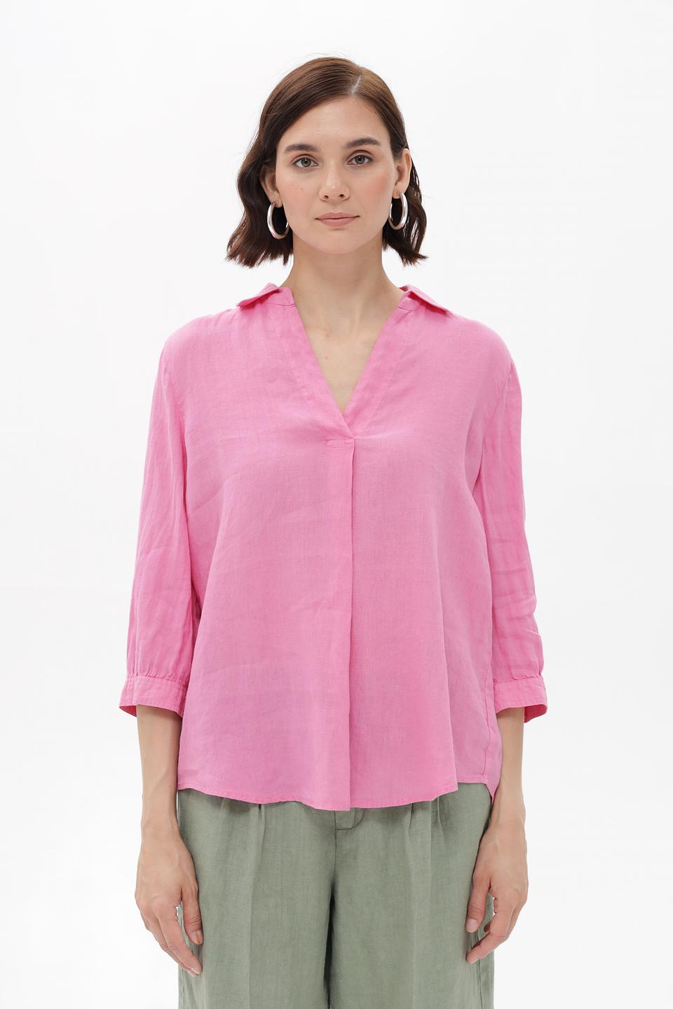 Блузка Oui женская розовая льняная