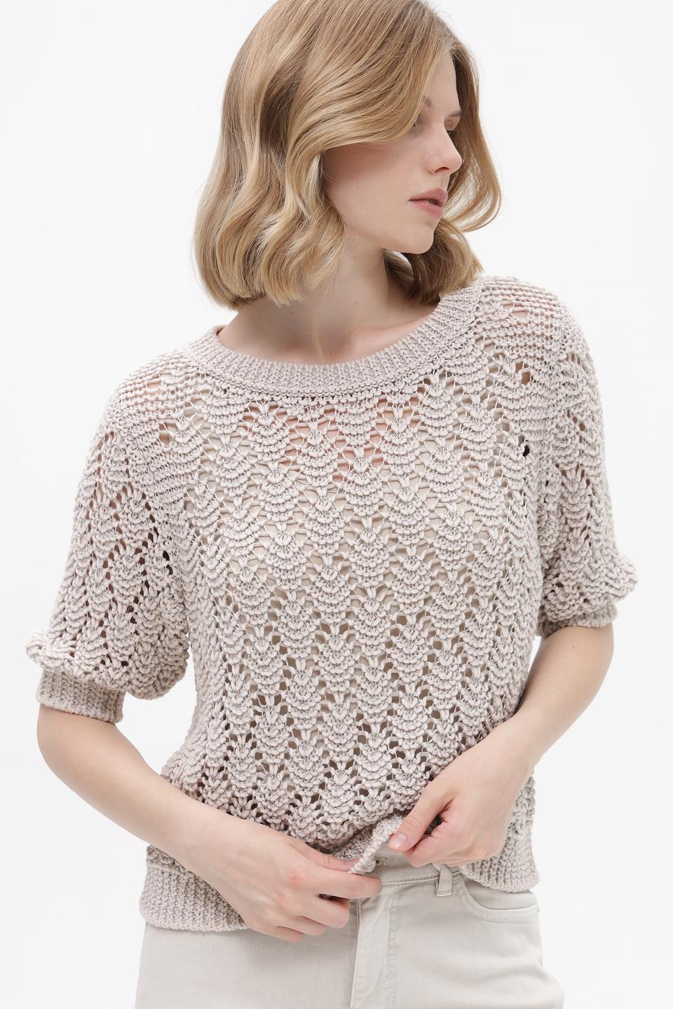 Пуловер Monari бежевый ажурный
