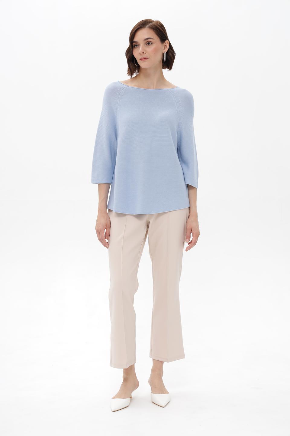 Пуловер Oui голубой с рукавом 3/4