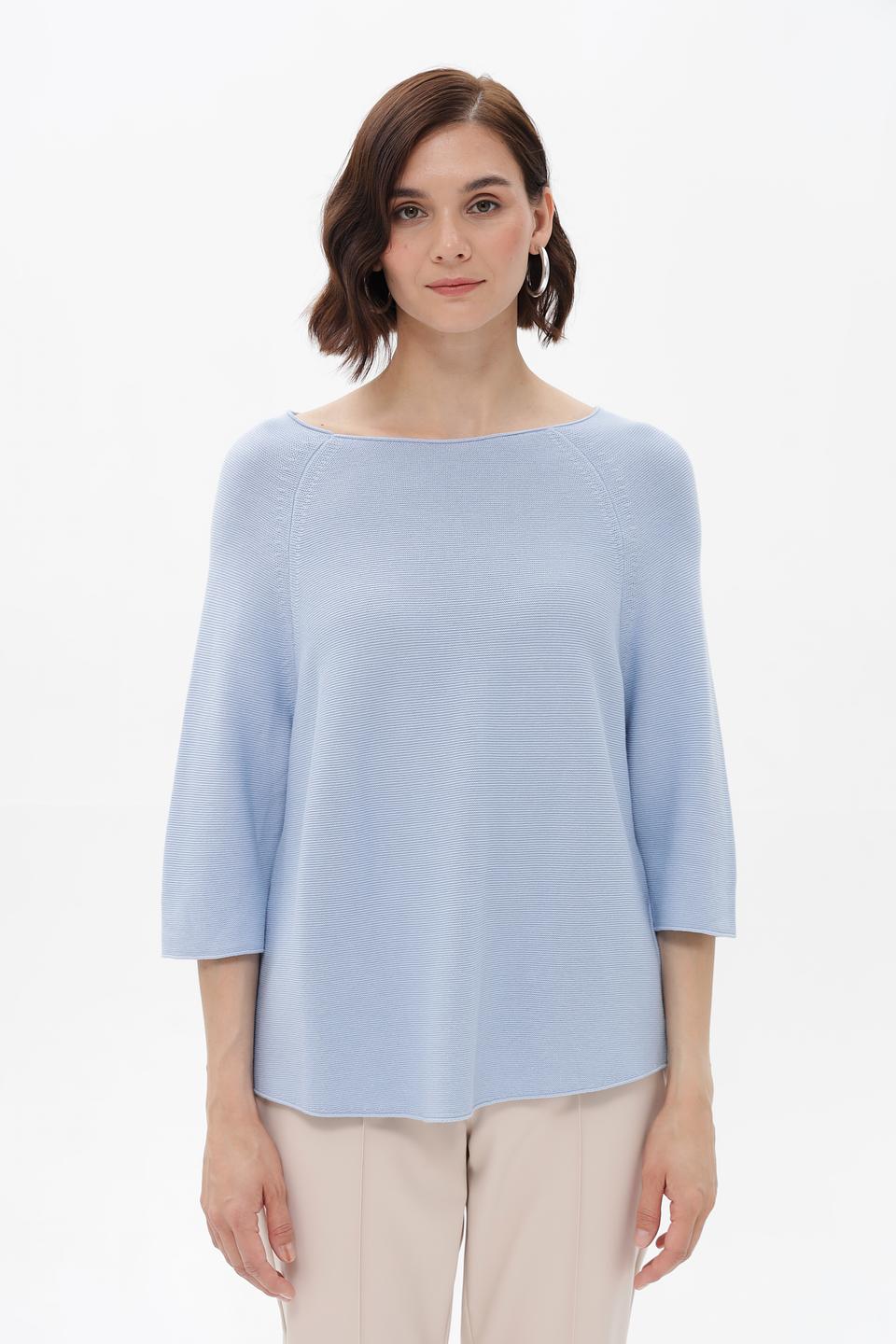 Пуловер Oui голубой с рукавом 3/4