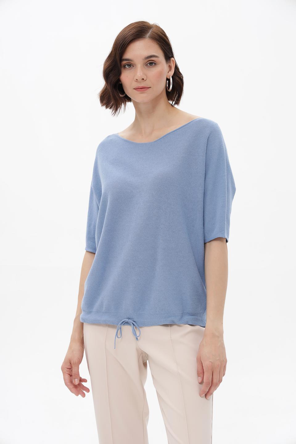 Пуловер Oui голубой с завязками