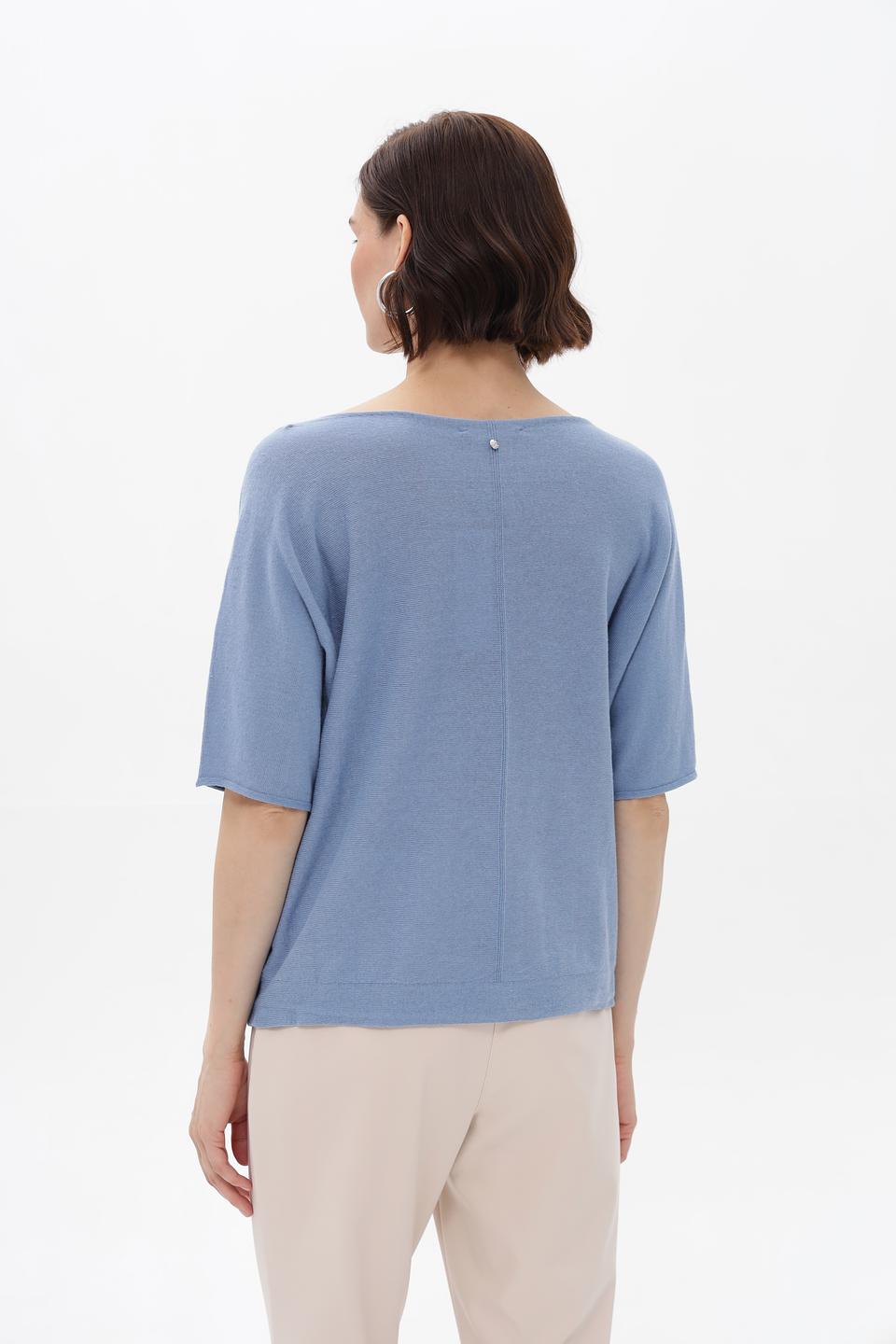 Пуловер Oui голубой с завязками