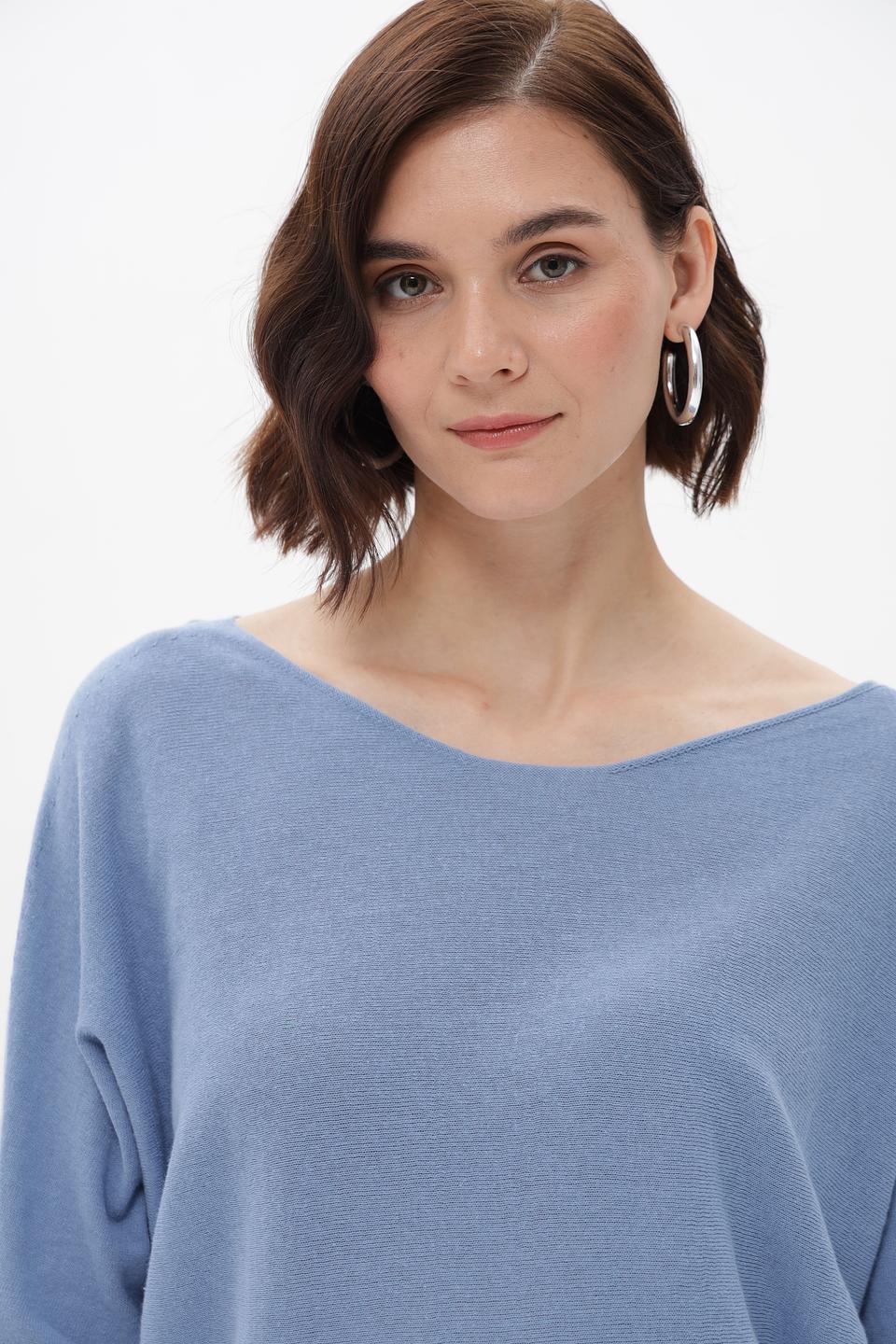 Пуловер Oui голубой с завязками