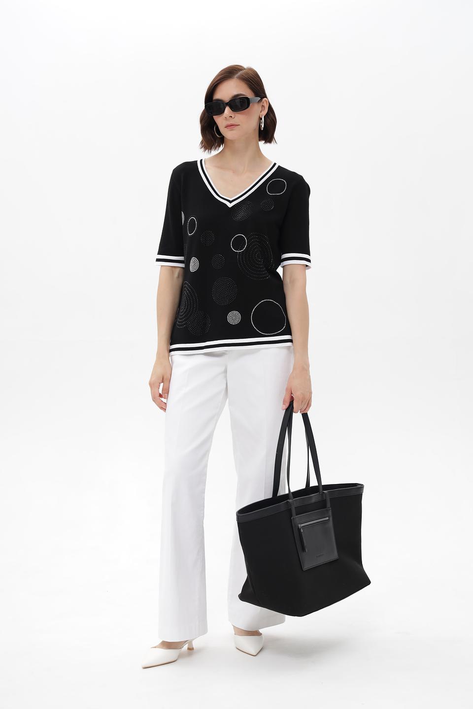 Пуловер Passioni с кругами чёрный