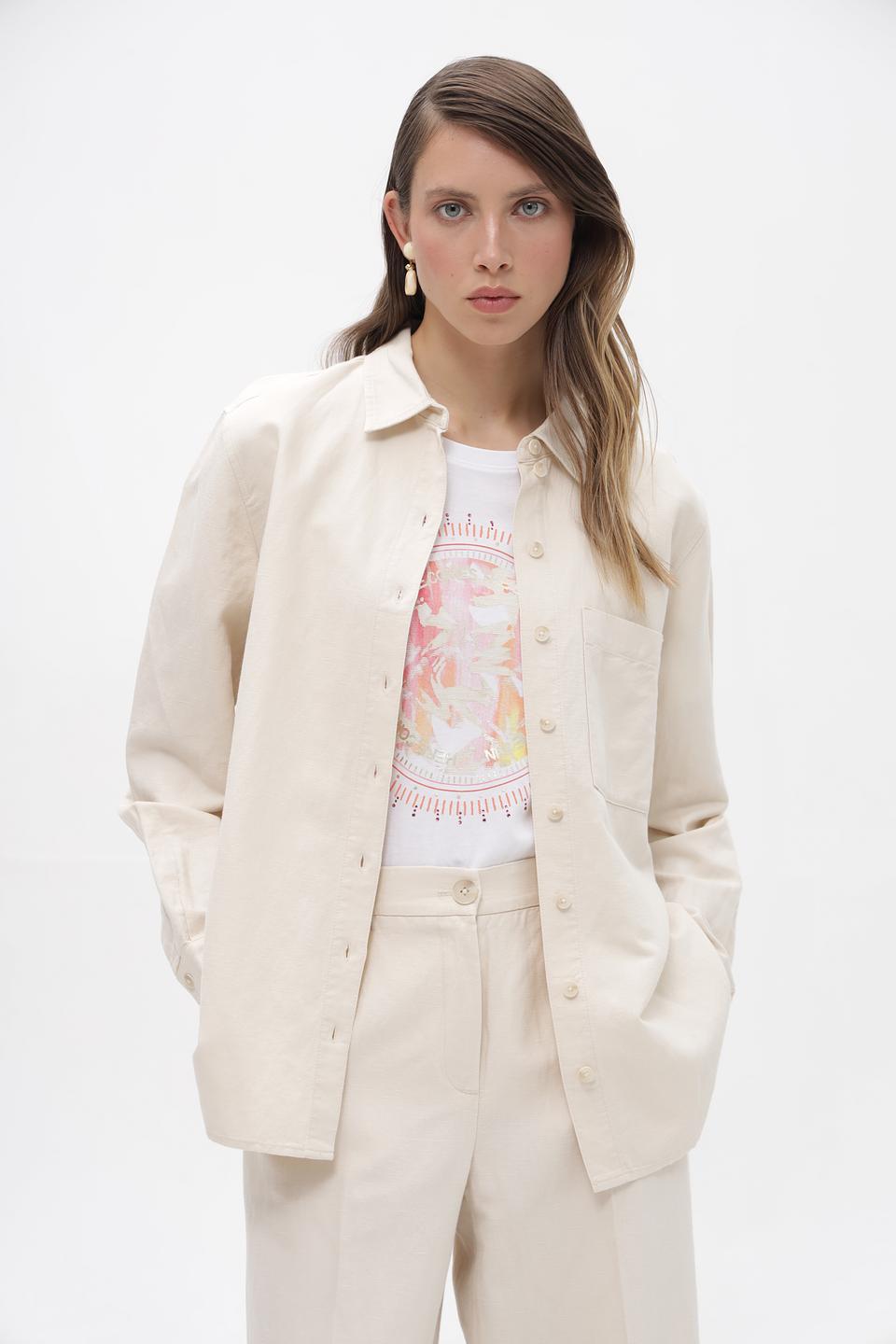 Рубашка Gerry Weber бежевая с длинным рукавом