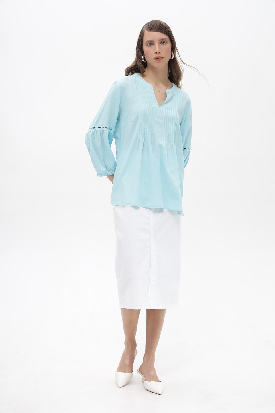 Блузка Olsen с рукавами-фонариками голубая