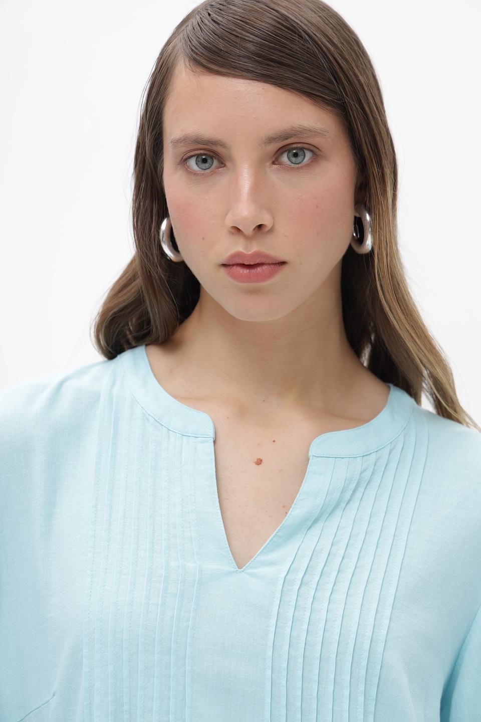 Блузка Olsen с рукавами-фонариками голубая