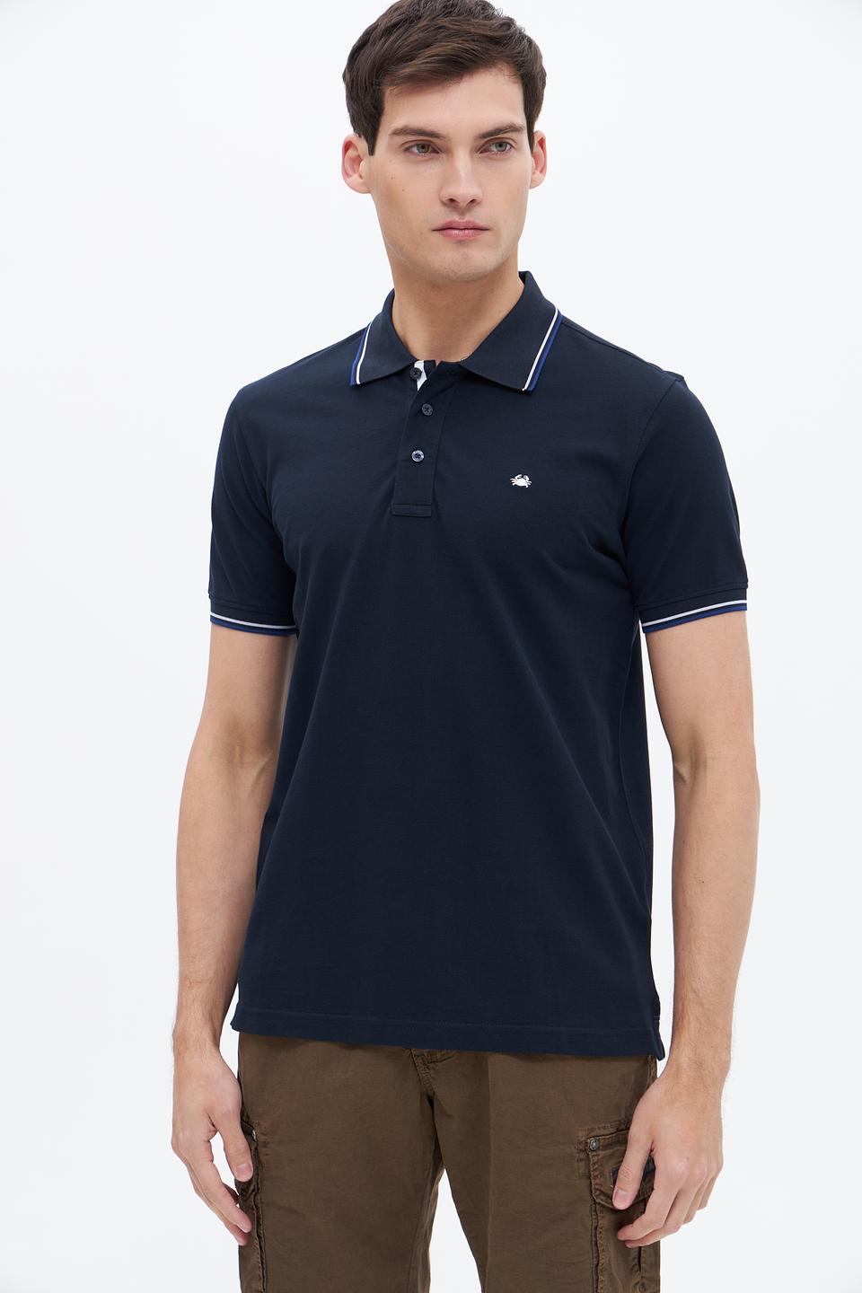 Поло Granchio мужское тёмно-синее с полоской