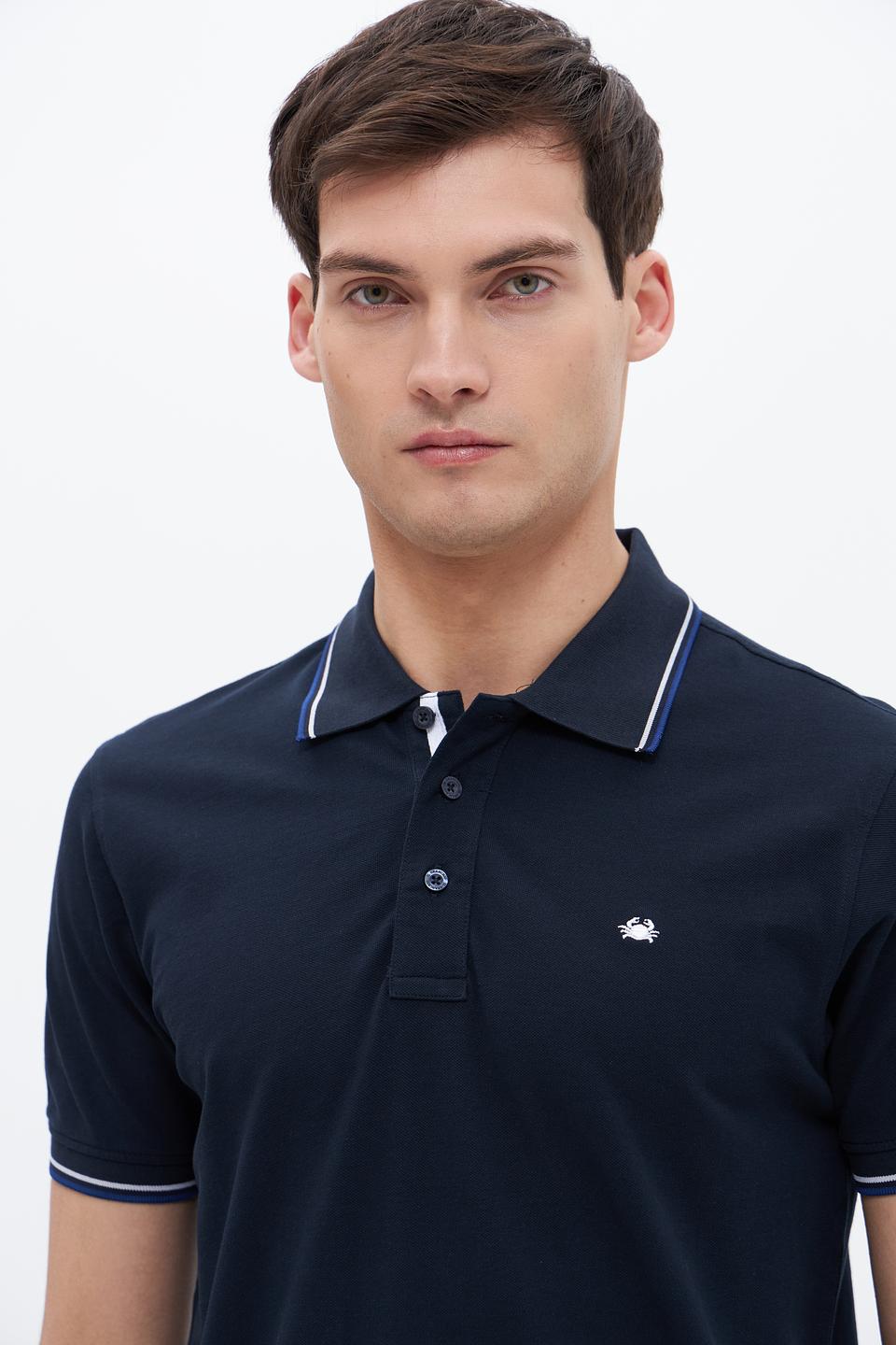 Поло Granchio мужское тёмно-синее с полоской
