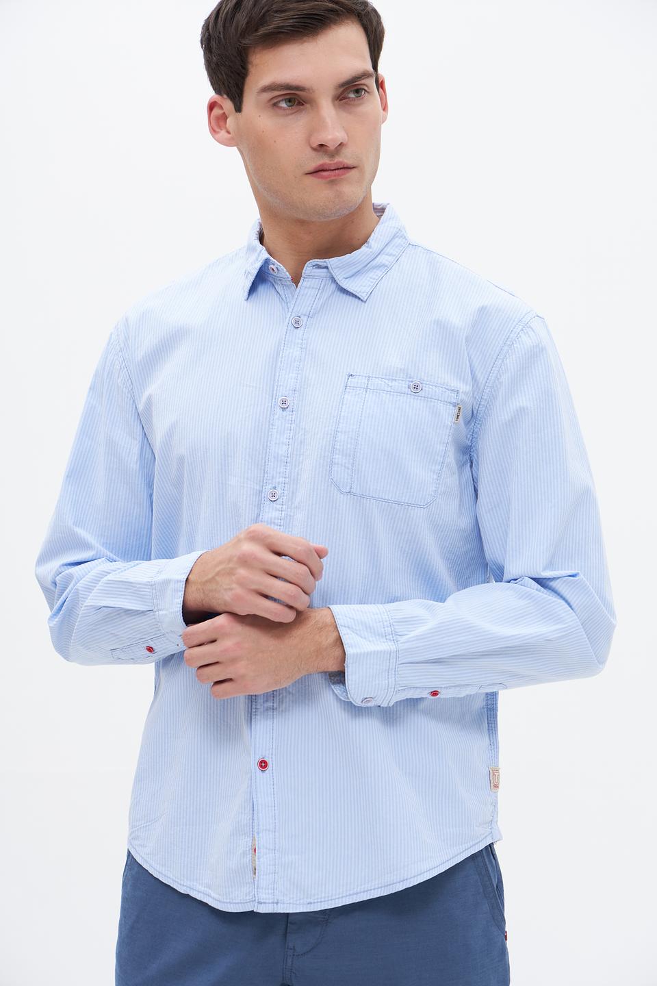 Рубашка Time Zone в полоску голубую