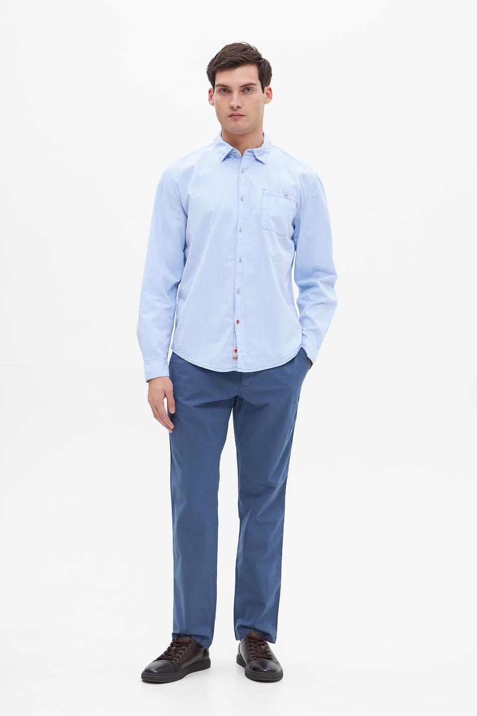 Рубашка Time Zone в полоску голубую