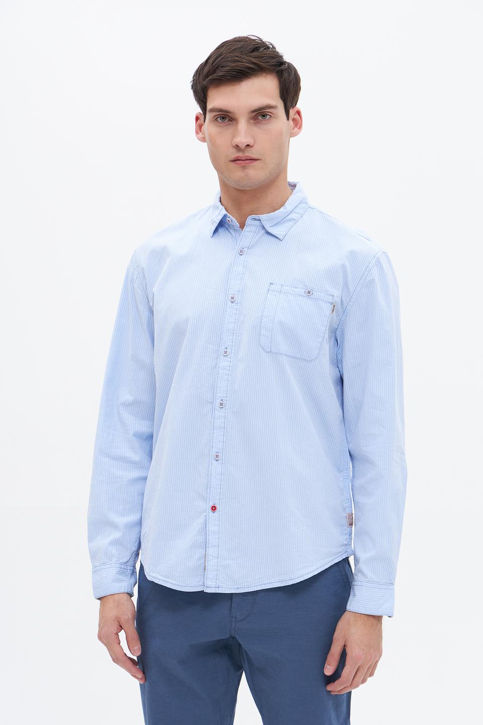 Рубашка Time Zone в полоску голубую
