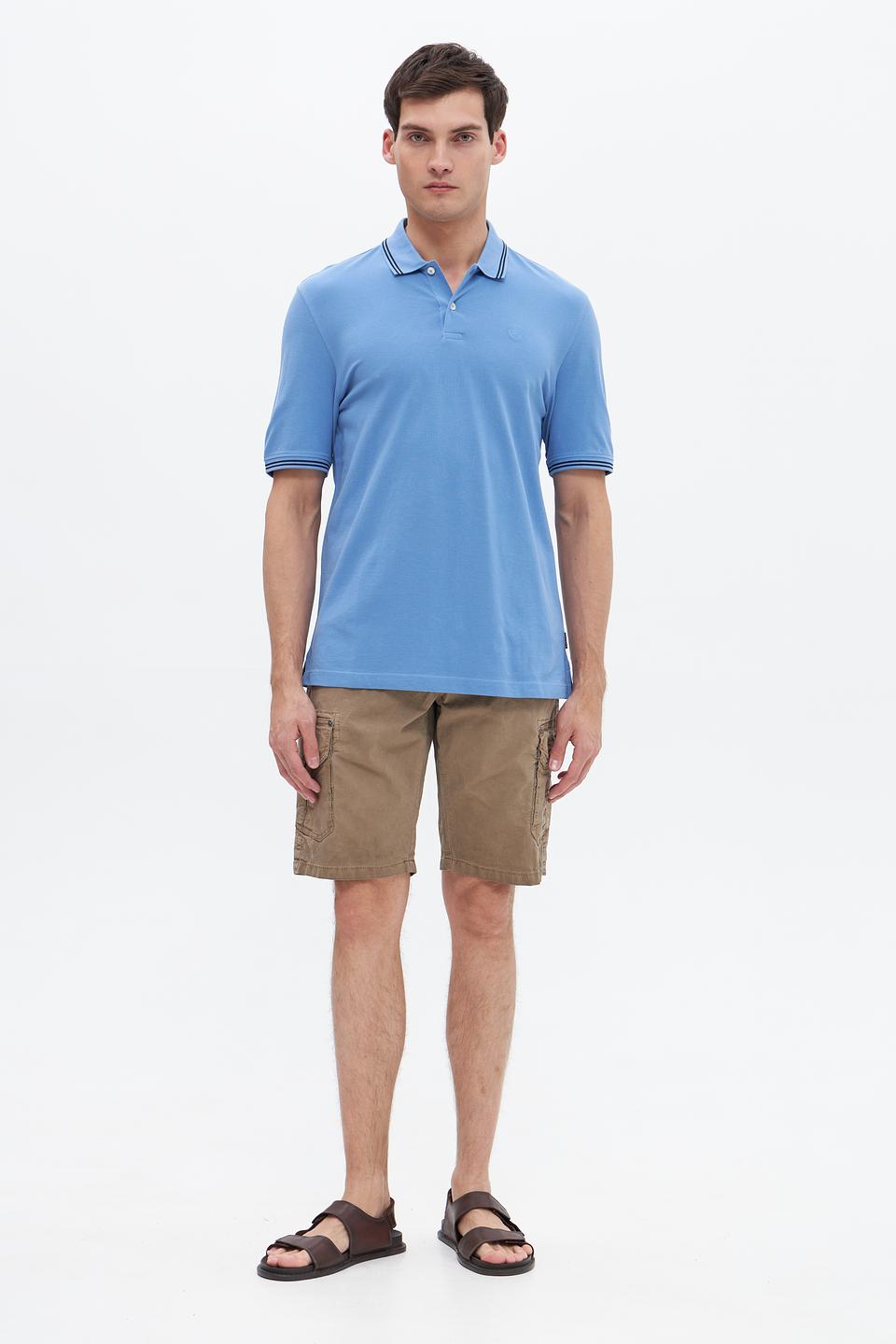 Поло Bugatti голубое с полоской