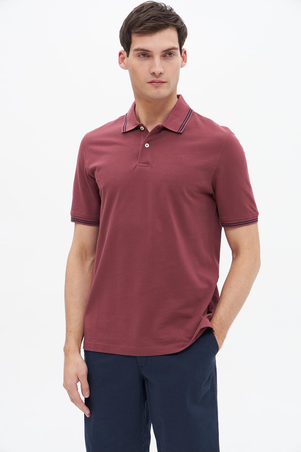 Поло Bugatti бордовый с полоской