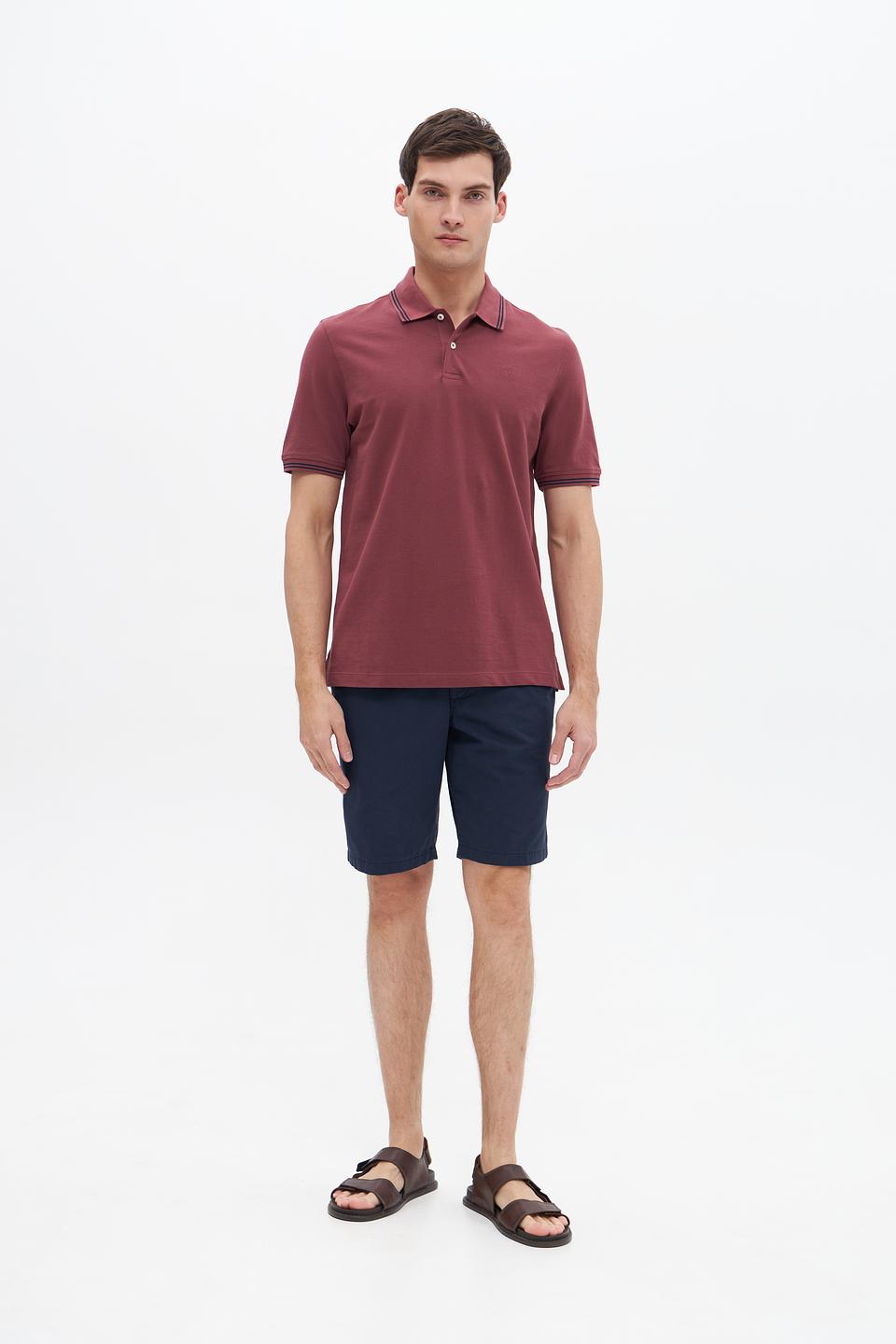 Поло Bugatti бордовый с полоской