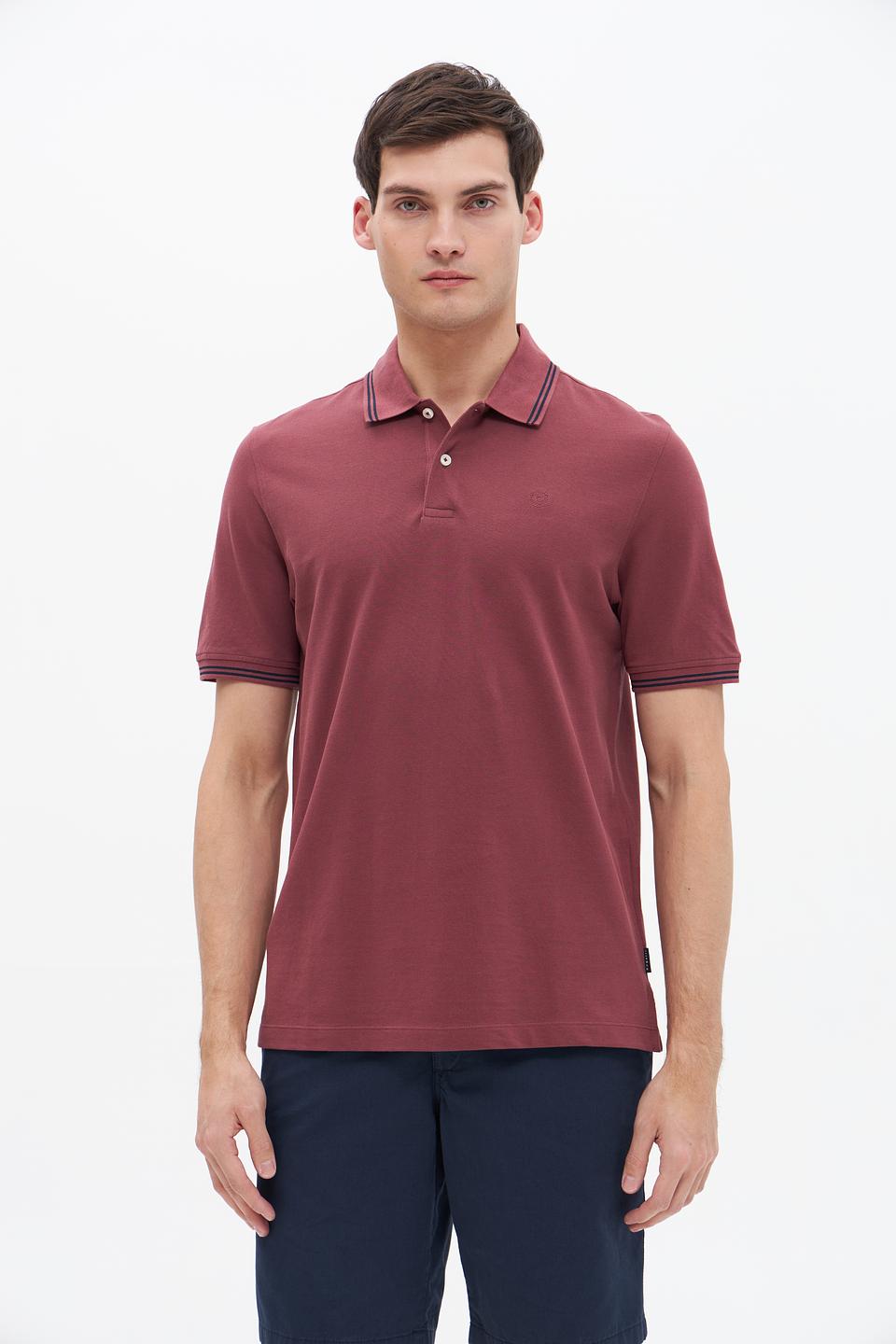 Поло Bugatti бордовый с полоской