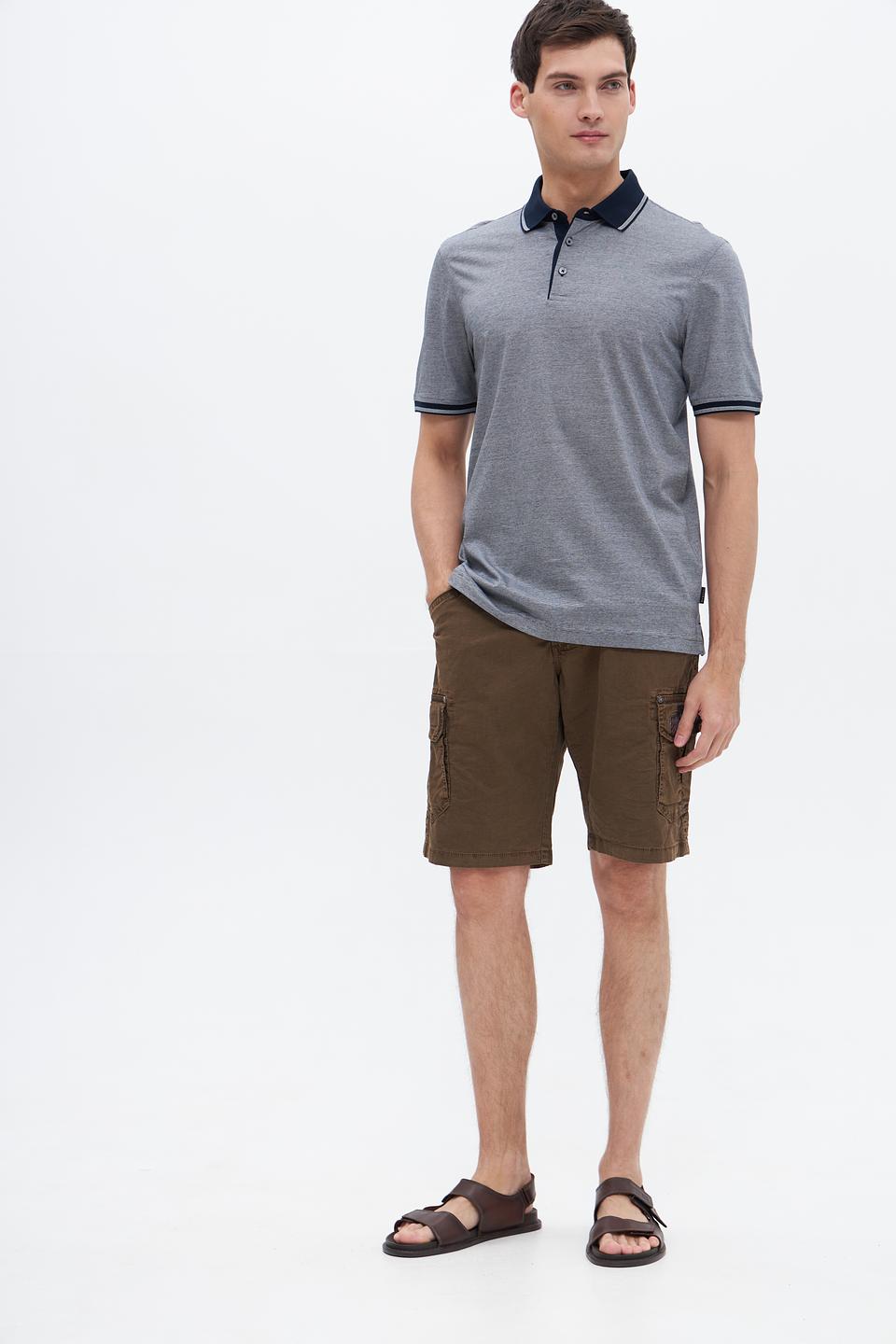 Поло Bugatti серое с синим