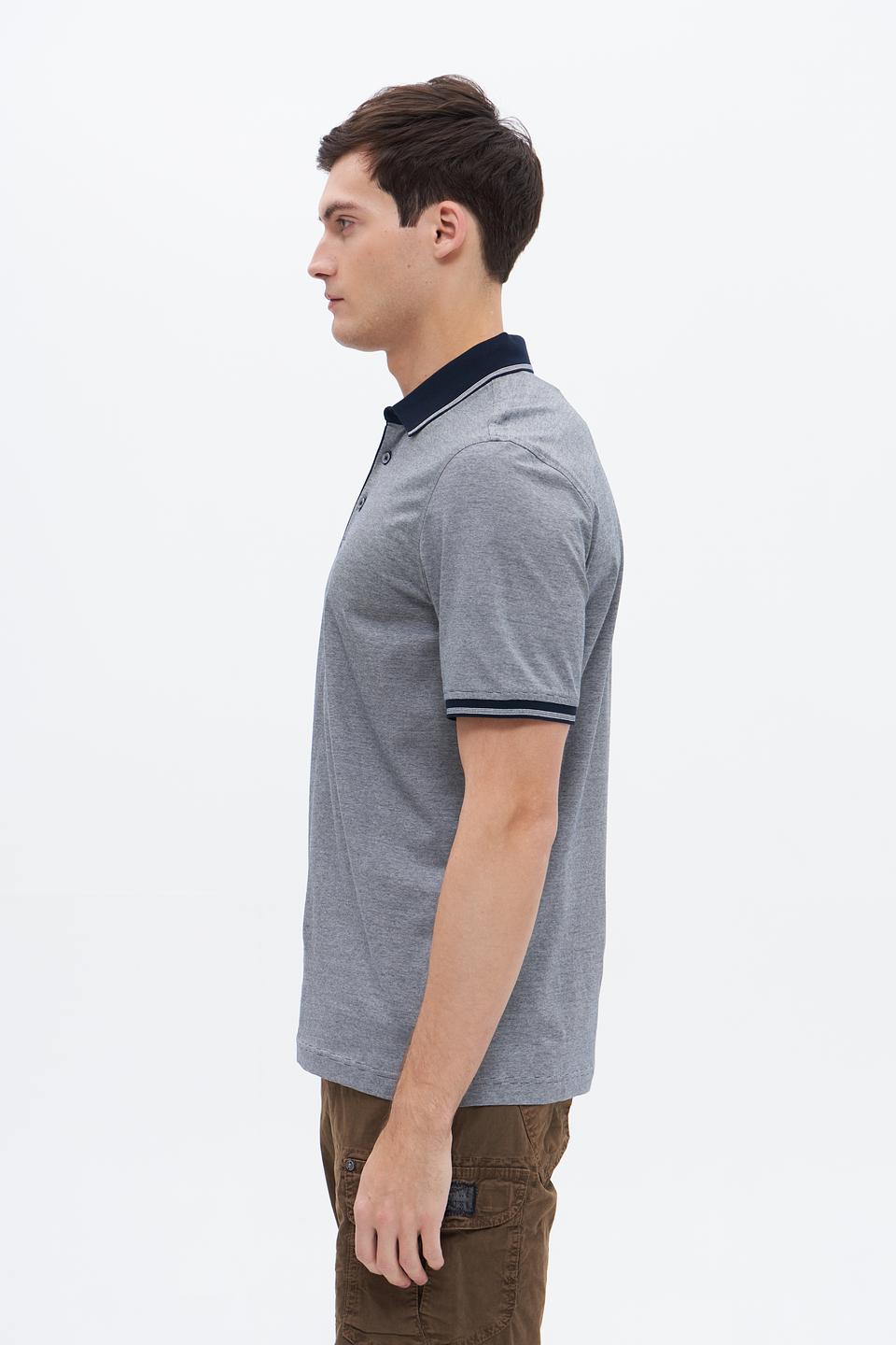 Поло Bugatti серое с синим