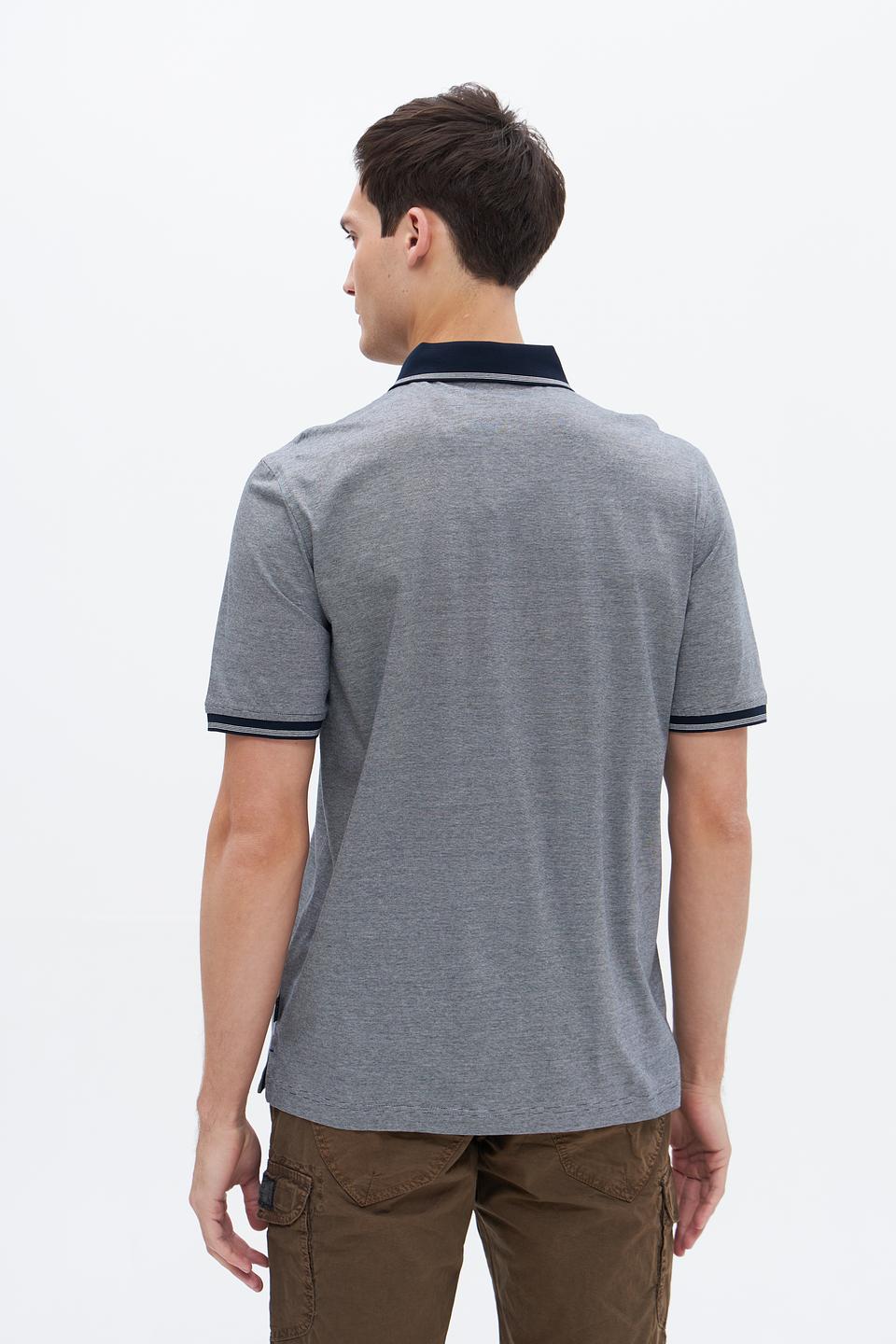 Поло Bugatti серое с синим