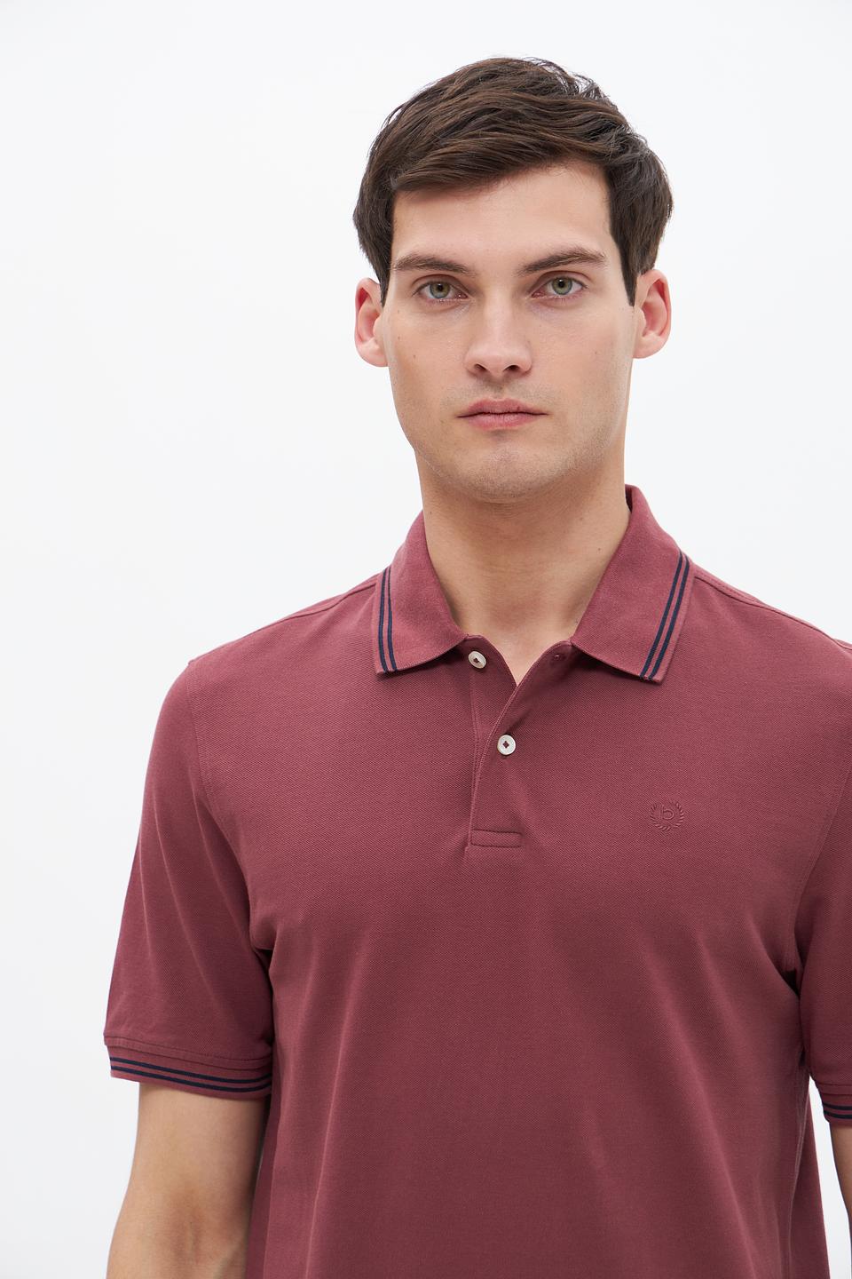 Поло Bugatti бордовый с полоской