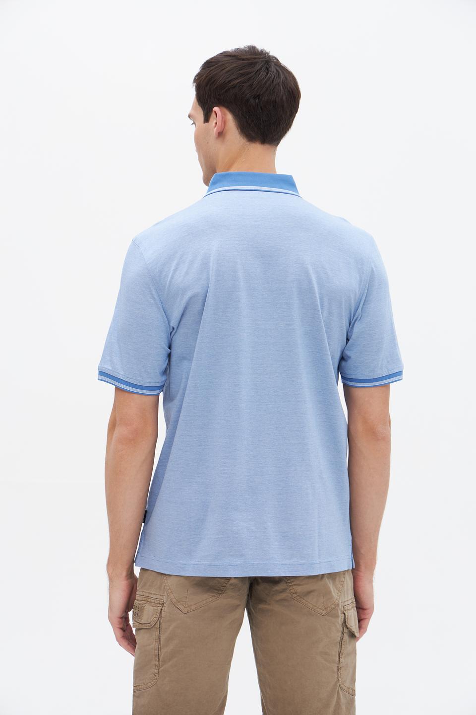 Поло Bugatti голубое с полоской