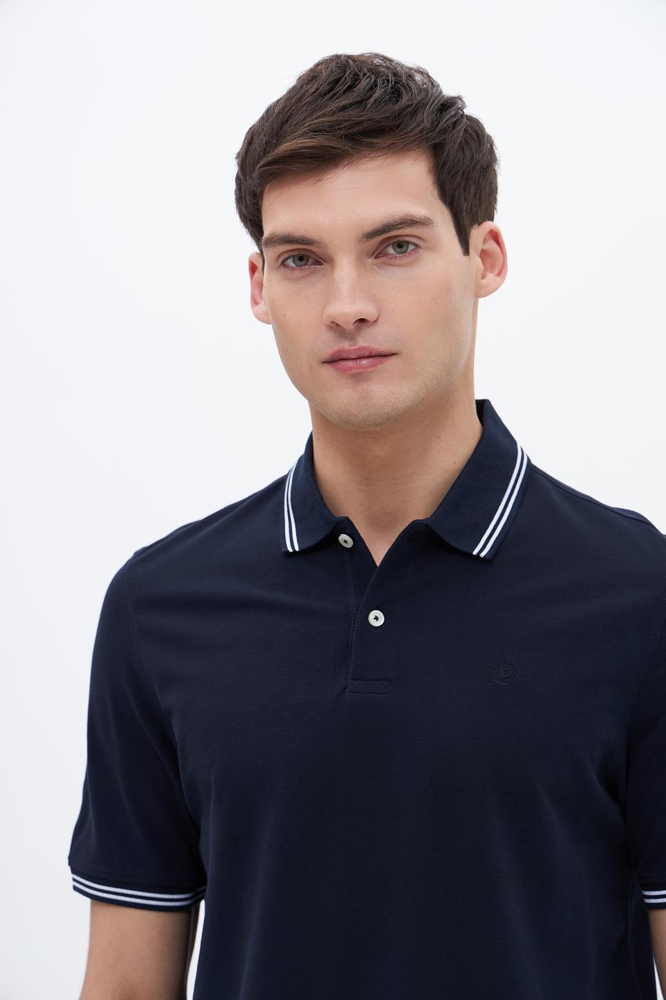 Поло Bugatti темно-синее с полоской