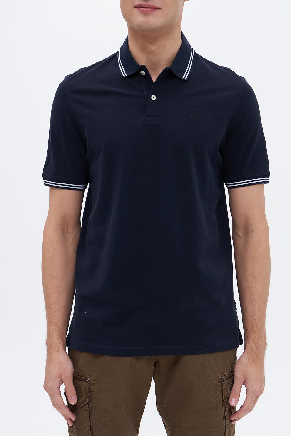 Поло Bugatti темно-синее с полоской