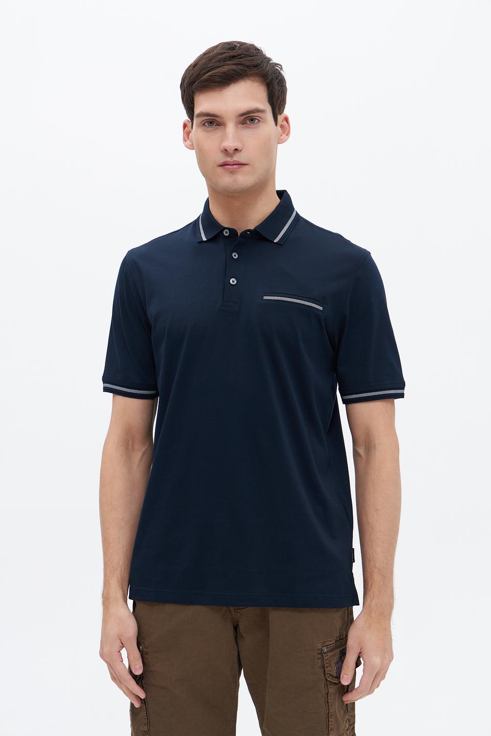 Поло Bugatti темно-синее с полоской