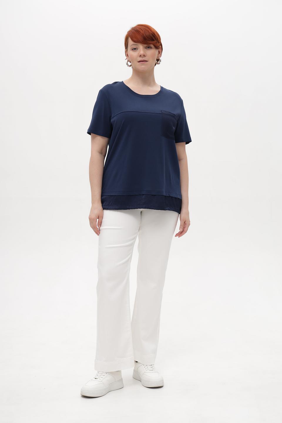 Блуза Margittes с карманом темно-синяя