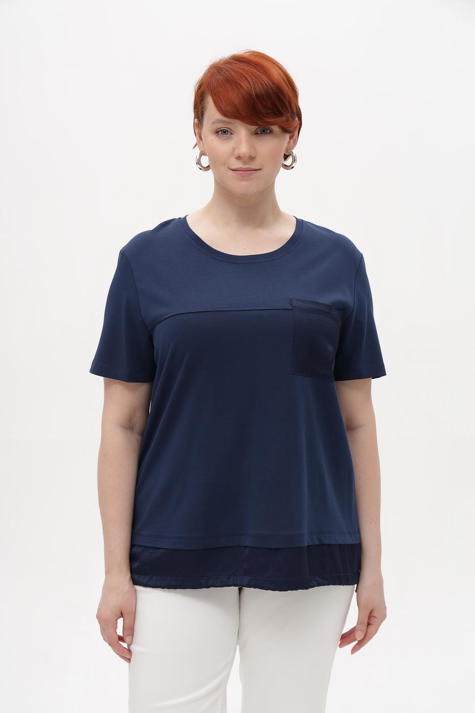 Блуза Margittes с карманом темно-синяя