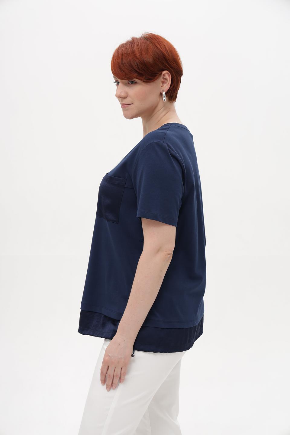 Блуза Margittes с карманом темно-синяя